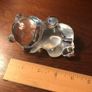 FENTON CLEAR GLASS 4" RECLINING BEAR - MADE IN USA